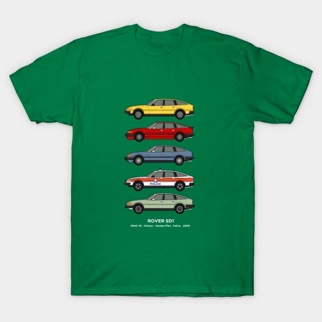 Rover SD1 classic car collection T-Shirt by RJW Autographics